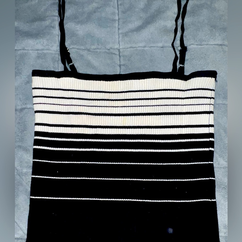 Black and White Ribbed Tank Top